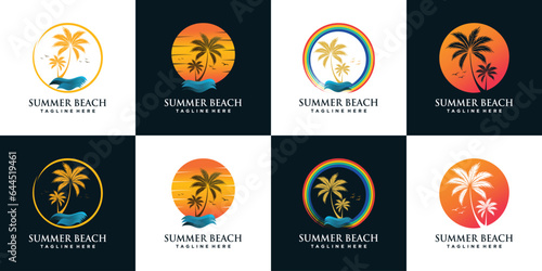 palm logo design collection with creative unique concept premium vector