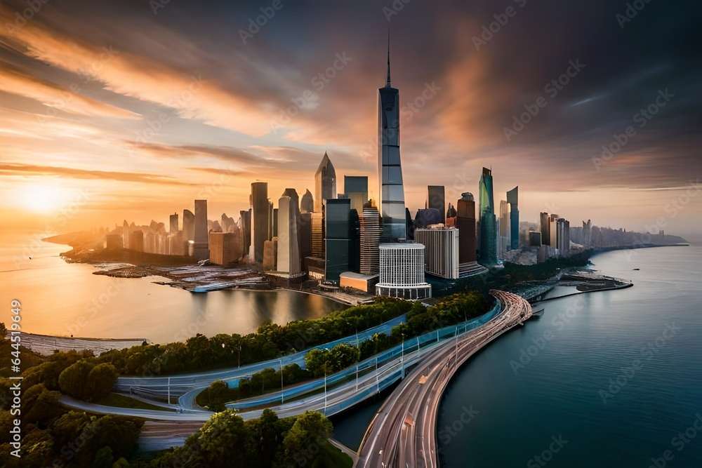 Fototapeta premium country skyline at sunset