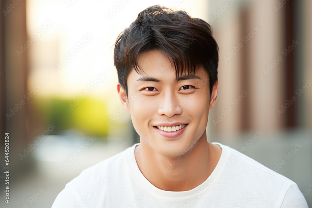 Radiant and cheerful Asian young man showcasing a warm smile against a clean, white background Radiant and cheerful Asian young man showcasing a warm smile against a clean, white background