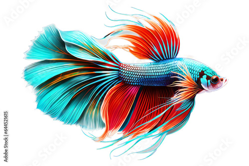 Colorful betta fish on transparent background. © Jare