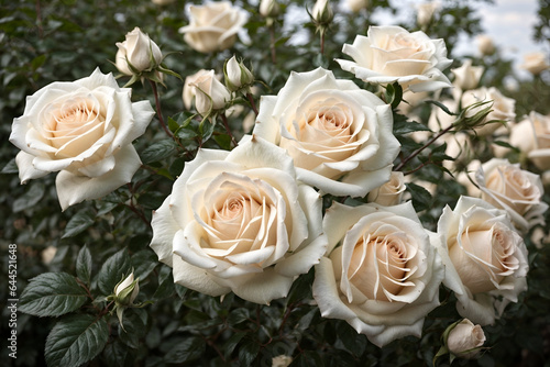 beautiful white roses in a garden
