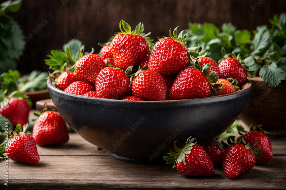 Fresh organic strawberries in a bowl Fresh organic strawberries in a bowl