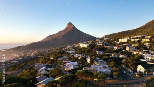 Aerial view of a residential district of Cape Town near Camps Bay, Lions Head, Cape  Town, South Africa.