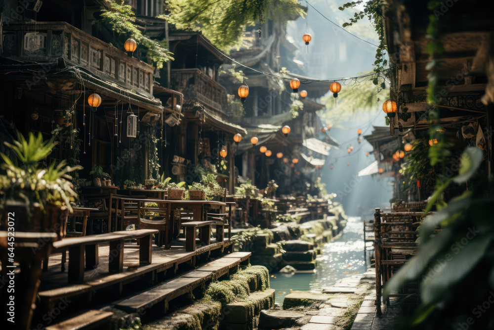 A land that looks like Vietnam, the concept of visiting Asian cities, countries. Middle Eastern culture. Generative Ai. A land that looks like Vietnam, the concept of visiting Asian cities, countries. Middle Eastern culture. Generative Ai.