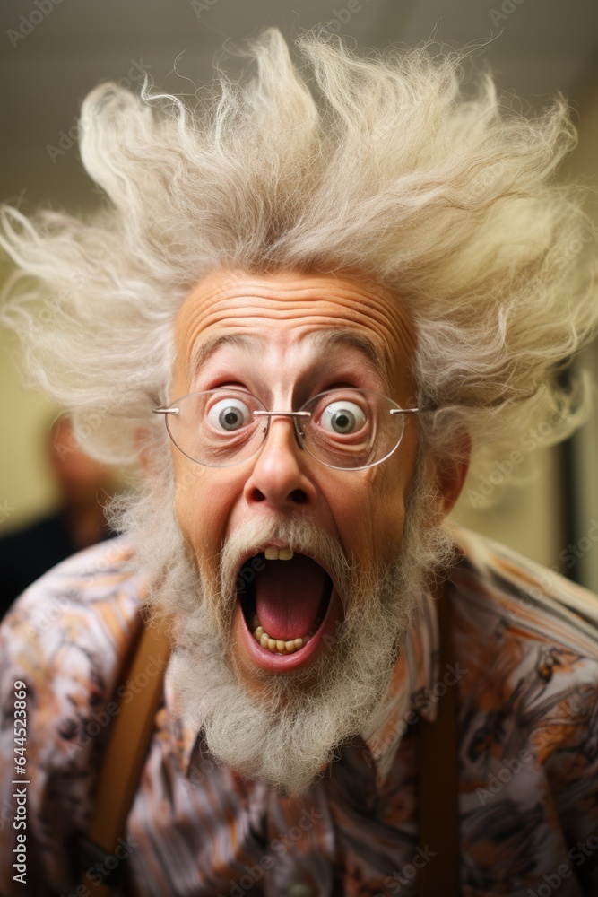 Elderly funny crazy teacher man. Generative AI Elderly funny crazy teacher man. Generative AI