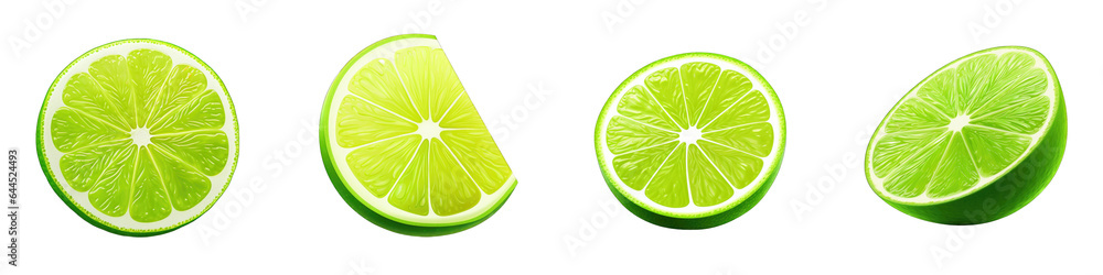 Lime Slice clipart collection, vector, icons isolated on transparent background - obrazy, fototapety, plakaty 
