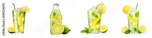 Lemon-Lime Soda clipart collection, vector, icons isolated on transparent background
