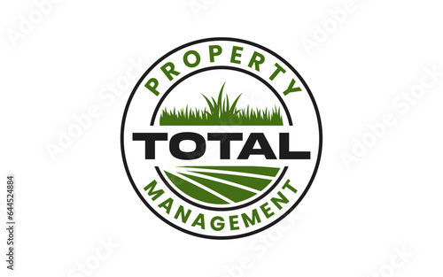 landscape logo for lawn or gardening business design template	
