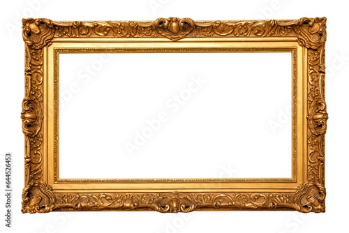 Antique Gold Frame border over white background with Carved Baroque designs and Custom Art Blank Box