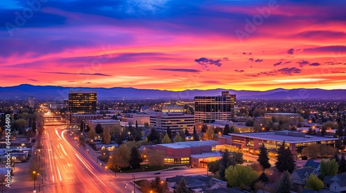 Boise, Idaho: A Beautiful Skyline View of the Gem State's Capital City at Sunset © AIGen
