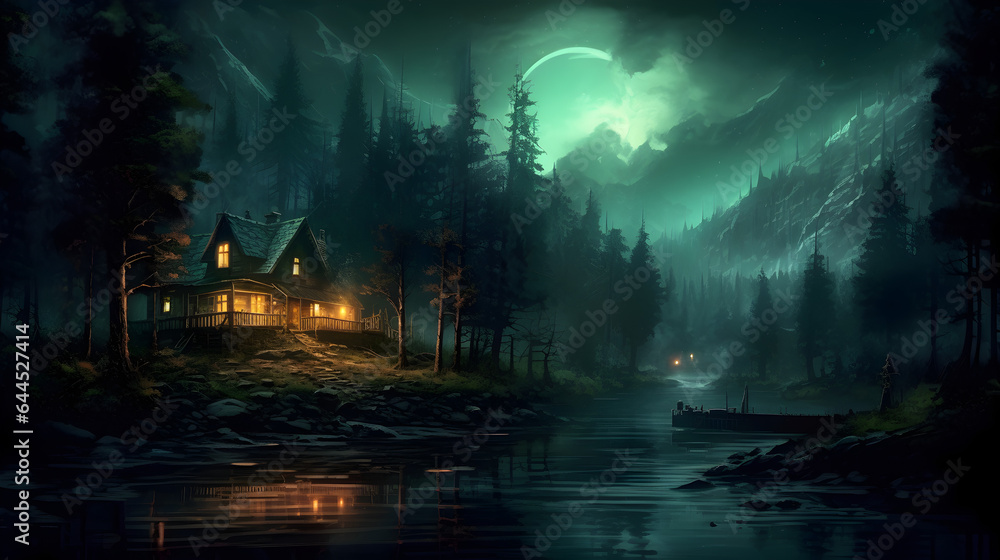 forest in the night, generative ai forest in the night, generative ai