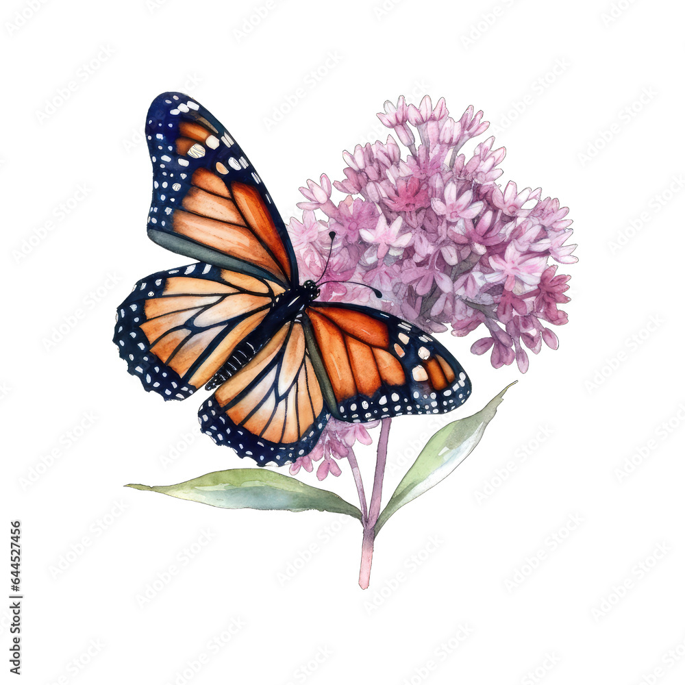 Fototapeta premium Radiant Watercolor Monarch Butterfly Painting