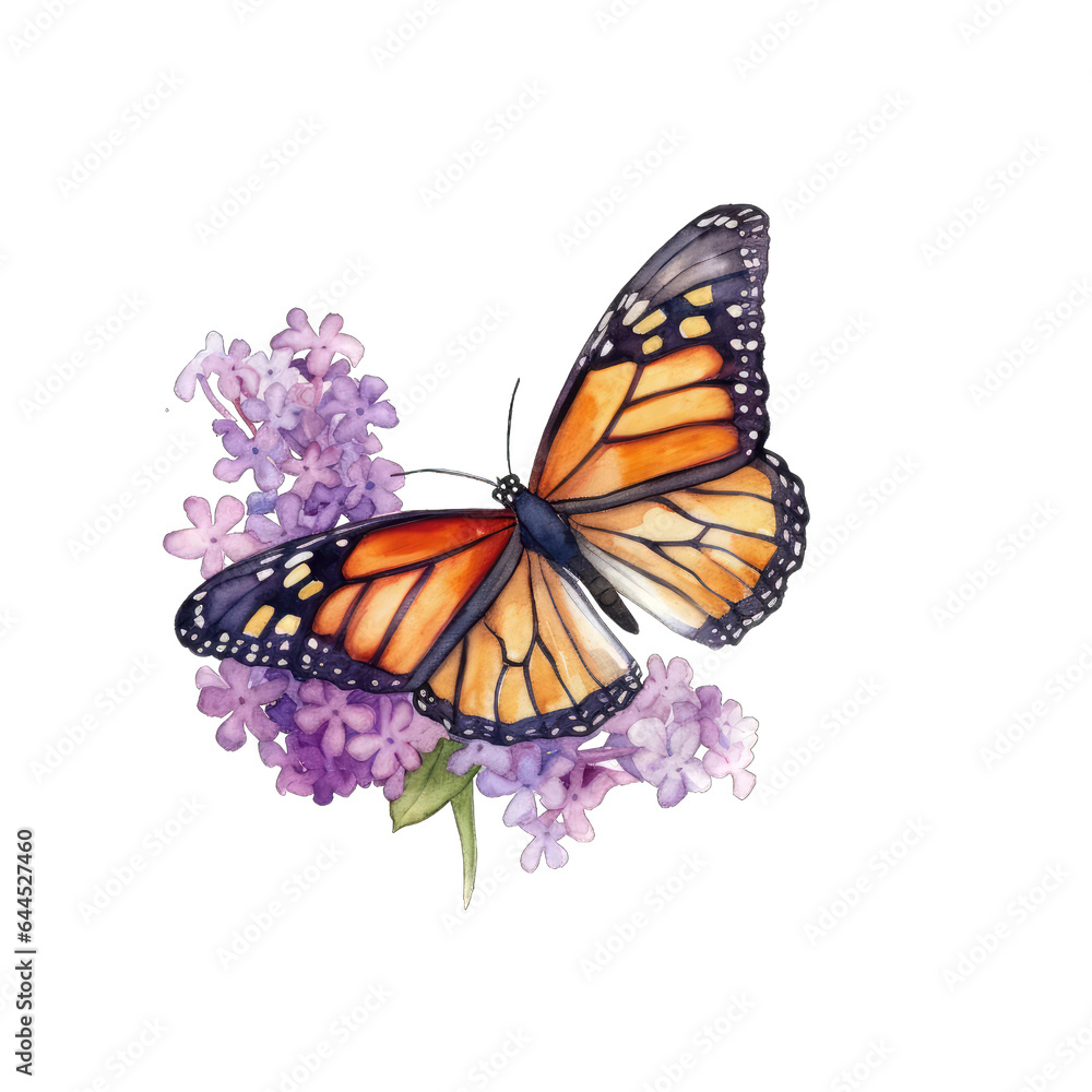 Fototapeta premium Mesmerizing Monarch Butterfly in Watercolor Splendor