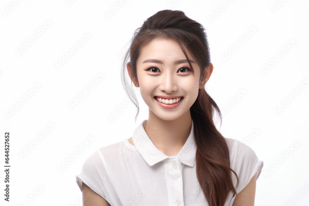 Girl with pigtails and bun hairstyle on a smoke grey background. Beautiful young woman with braided hair on grey background. Generative AI. Girl with pigtails and bun hairstyle on a smoke grey background. Beautiful young woman with braided hair on grey background. Generative AI.