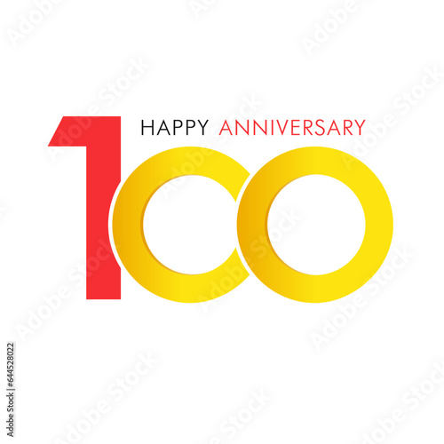 Happy 100th anniversary congrats concept. Isolated creative number 100. Isolated design. Top 100 symbol idea. 100 years old logo.
