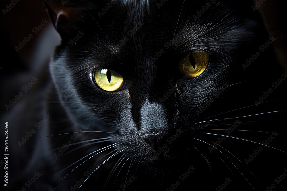 Cute black cat looking at the camera