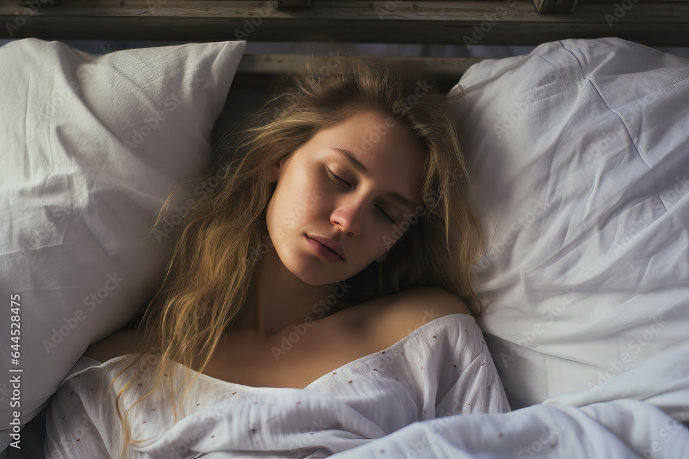 portrait of young woman in bed sleeping, ai generated portrait of young woman in bed sleeping, ai generated