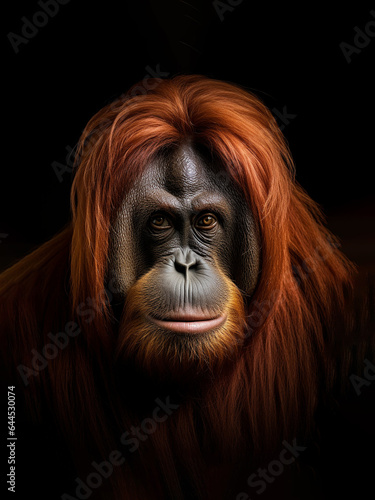 orangutan on black background