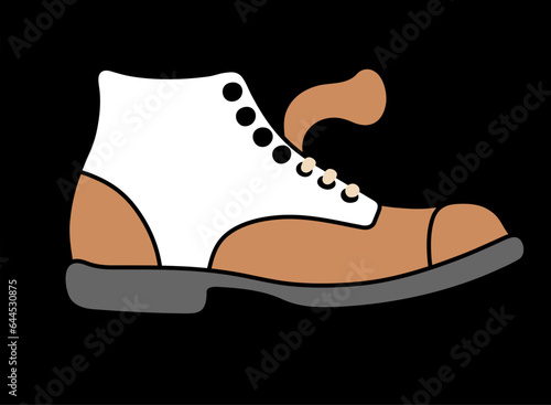 Stencil of old shoes on a black background