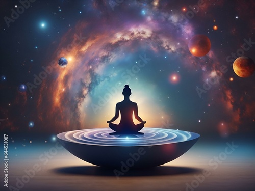 yoga meditation in the sky   Connect to the universe