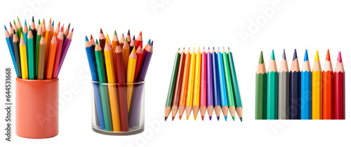 Color wooden pencil set, isolated on a transparent background, PNG