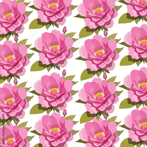 Spring pink watercolor flower pattern