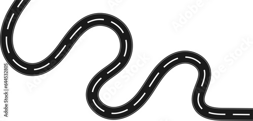 Top view on a curved highway road map.  Roadmap diagram, Vector illustration.