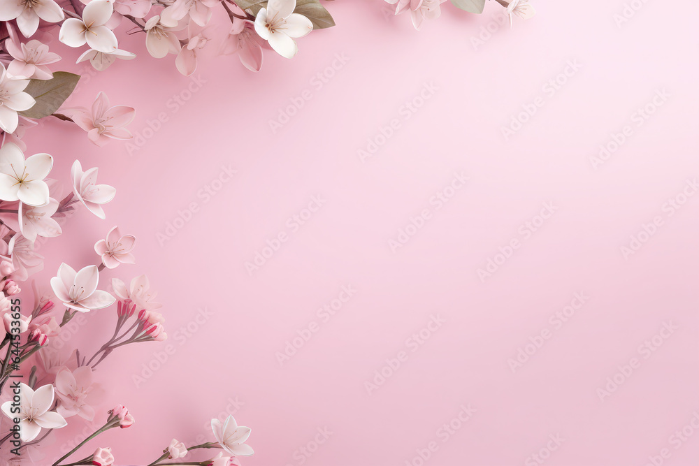 Obraz premium sakura flowers on pink background