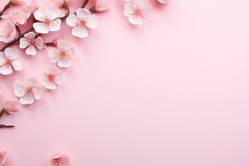 sakura flowers on pink background