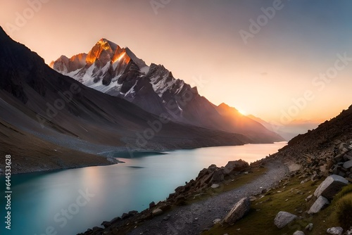 sunset over the mountains Beautiful nature backgrounds, wallpapers, textures and landscapes generative AI