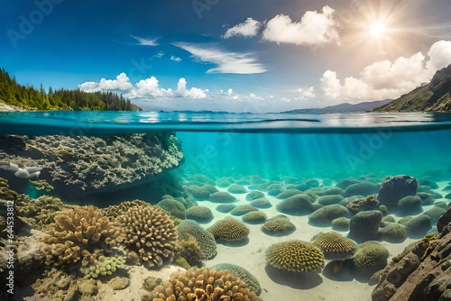 coral reef and sea Beautiful nature backgrounds, wallpapers, textures and landscapes generative AI