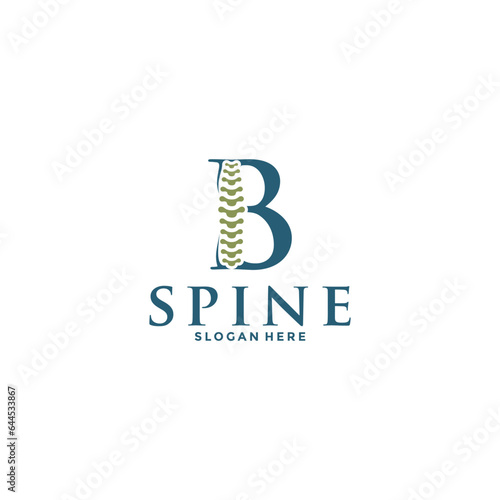 initial Letter B and spine logo vector, Chiropractic Logo design icon template