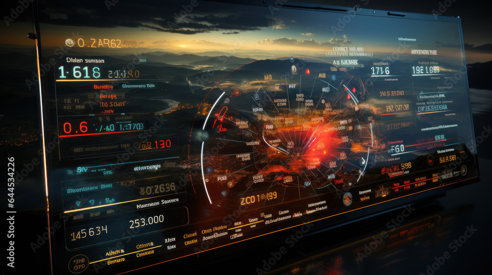 Futuristic virtual graphic touch user interface showing big data analytic.