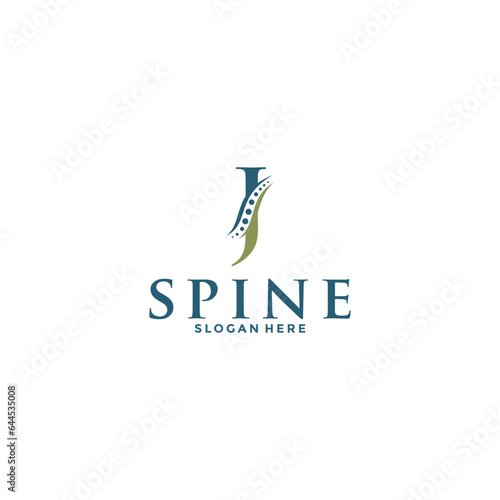 initial Letter J and spine logo vector, Chiropractic Logo design icon template