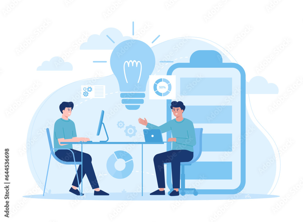 Business brainstorming concept flat illustration Business brainstorming concept flat illustration