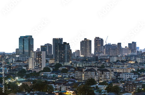 city skyline of bangkok thailand Isolated on PNGs transparent background, Use for visualization in architectural presentation 