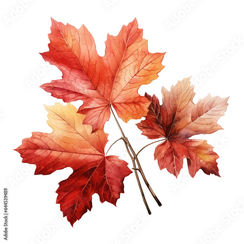 Watercolor colorful autumn branch with AI Generative