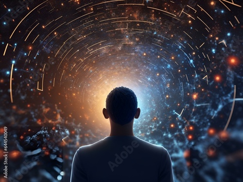 A person in deep thought, surrounded by a labyrinth of neurons. 