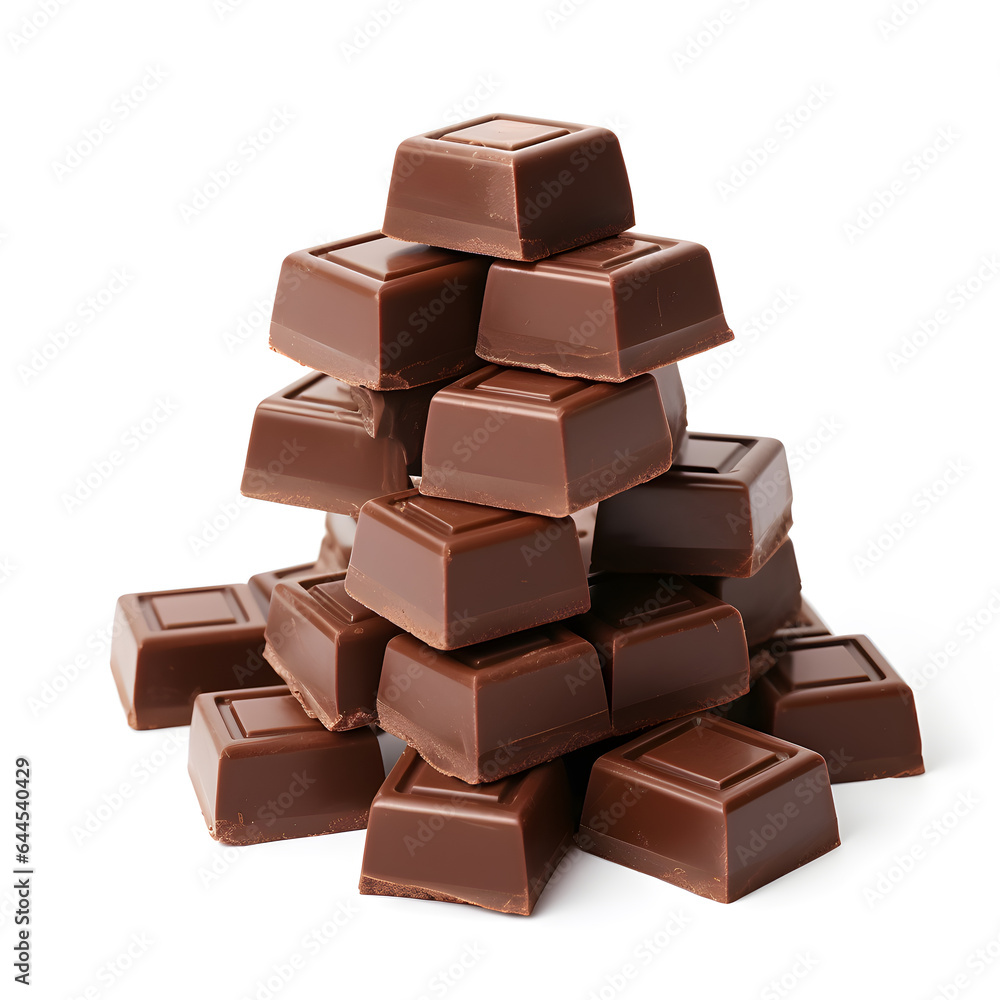 chocolate pieces Cubes of milk chocolate bar isolated on white background chocolate pieces Cubes of milk chocolate bar isolated on white background