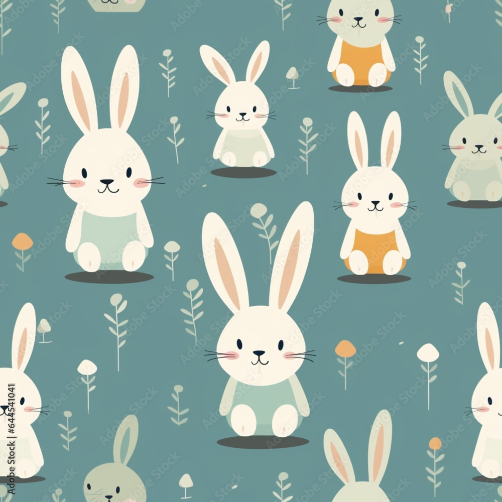 pattern with rabbits and flower pattern with rabbits and flower