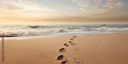 Footprints lead into the sea