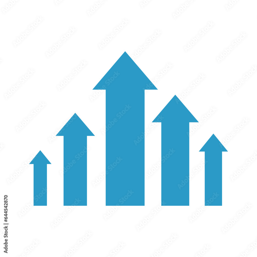 a big blue arrow pointing up followed by other little arrows represent profit progress financial boom a big blue arrow pointing up followed by other little arrows represent profit progress financial boom