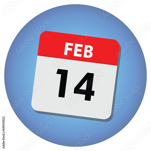 14 february icon with white background, calender icon