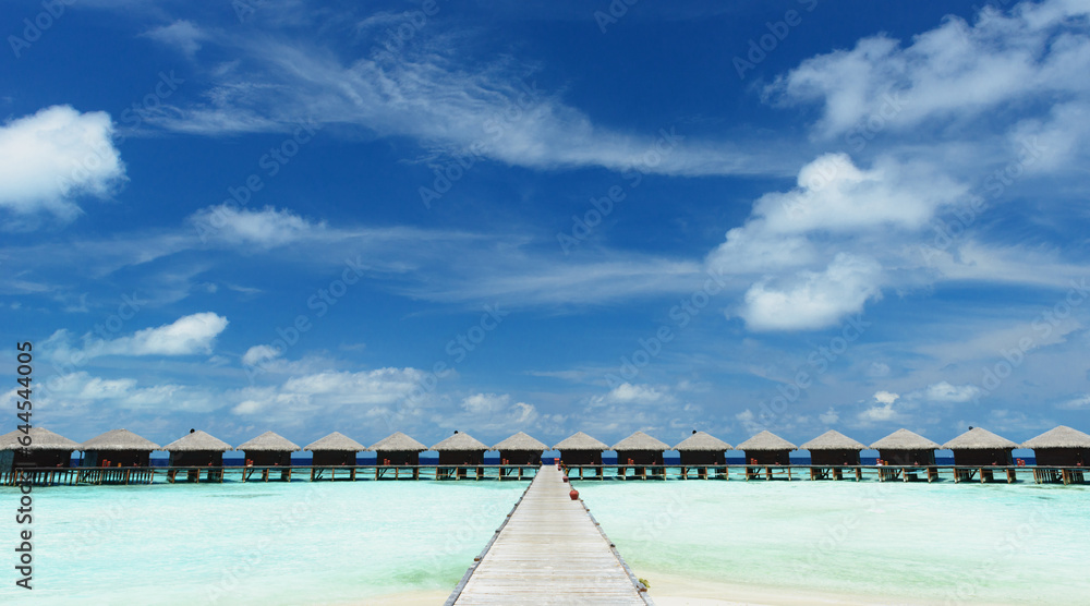 Water Bungalows on a tropical beach