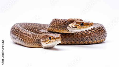 Photo of a close-up of 2 snake against a white background