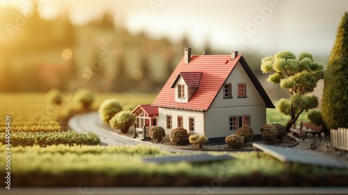 Model of a small farm cottage in the countryside