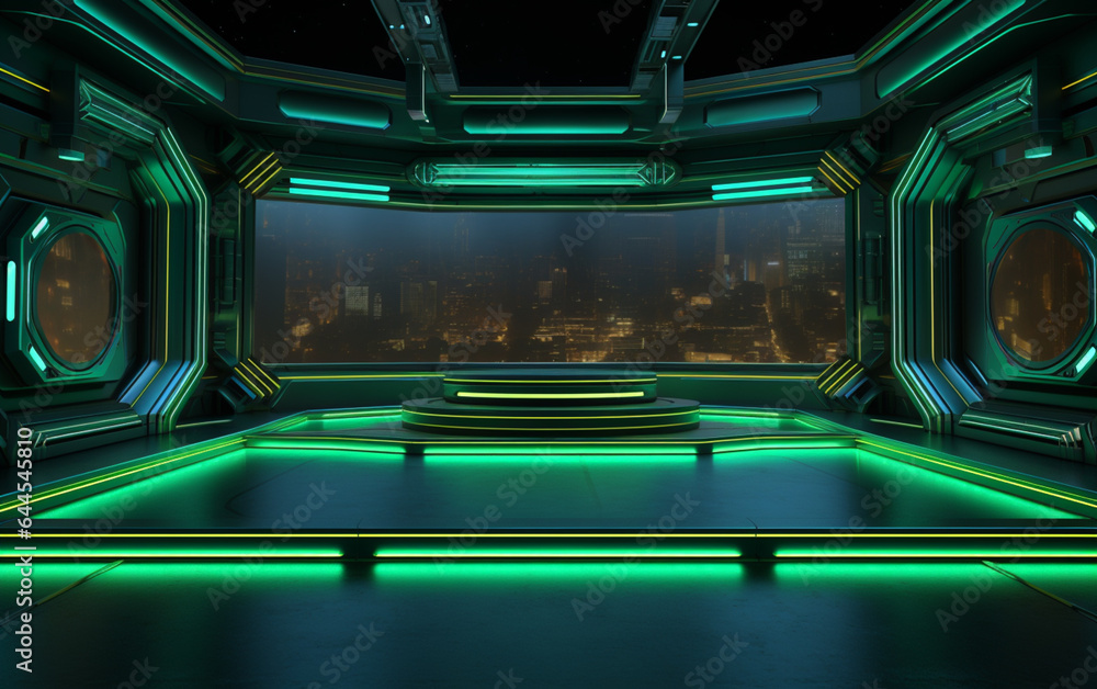 Obraz premium Industrial TV show backdrop. Ideal for virtual tracking system sets. 3D rendering