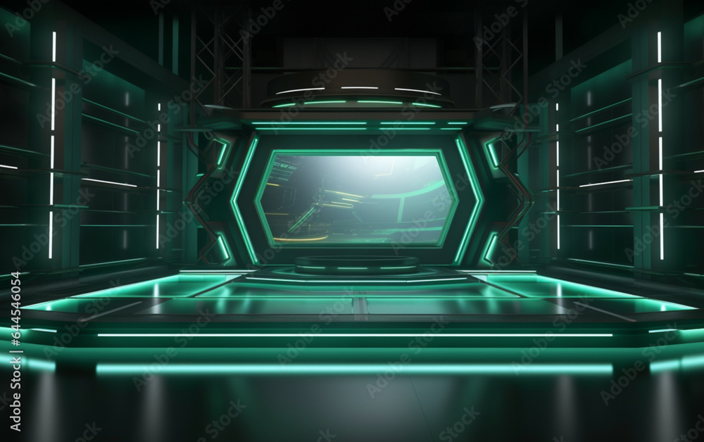 Obraz premium Industrial TV show backdrop. Ideal for virtual tracking system sets. 3D rendering