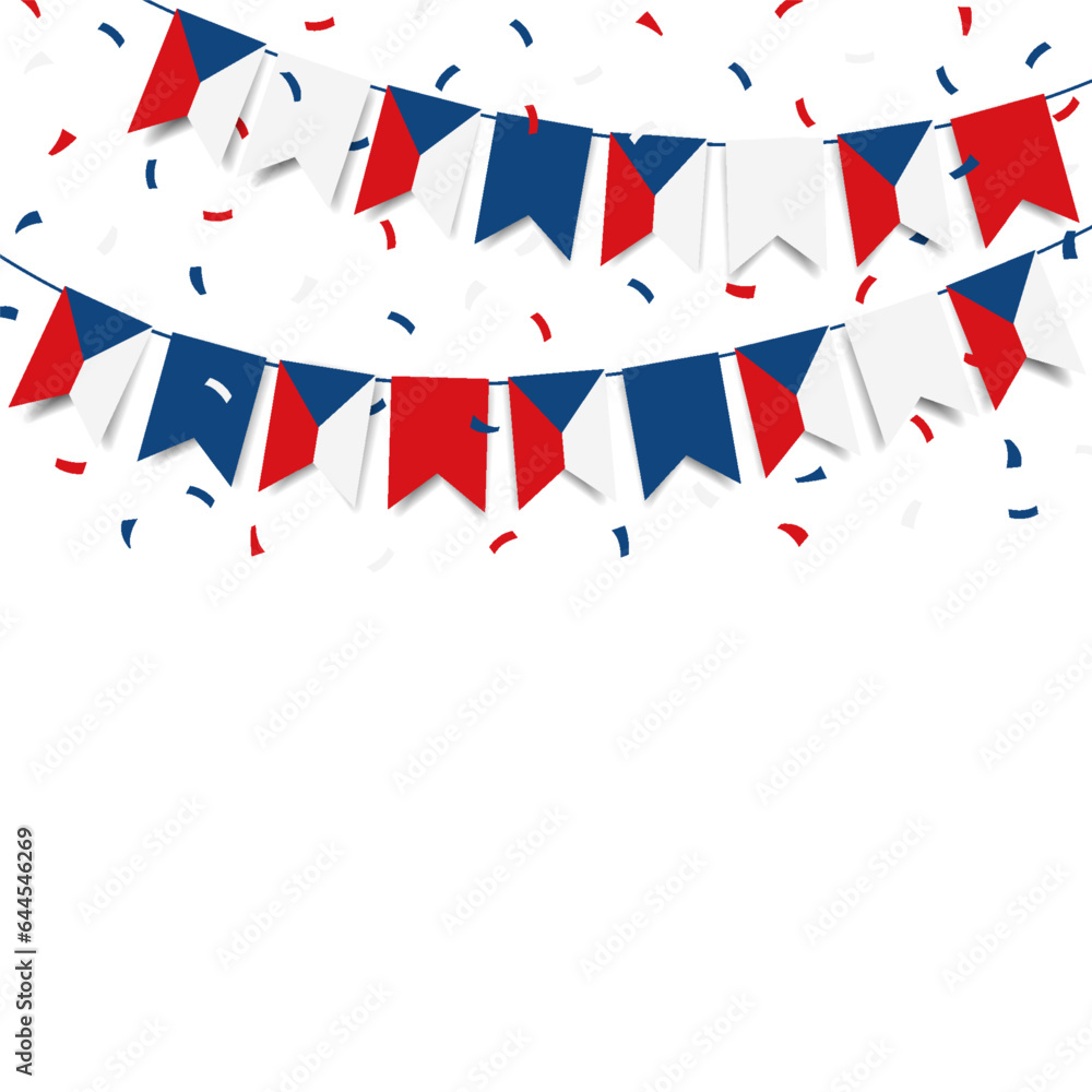 Fototapeta premium Vector Illustration of Czech Independence Day. Garland with the flag of Czech on a white background. 