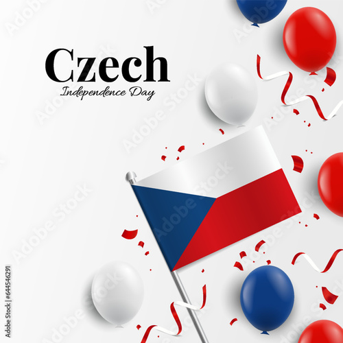 Vector Illustration of  Czech Independence Day.  Background with balloons, flags
